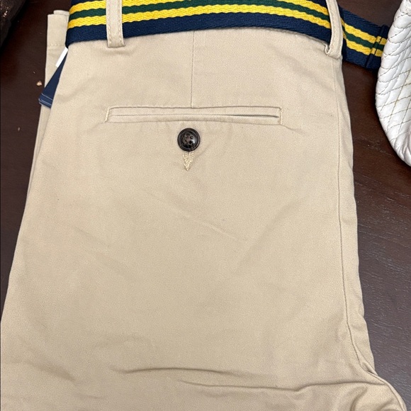 Ralph Lauren Beige Trousers with Striped Belt - Picture 2 of 5